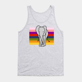 Elephant on Rainbow Stripes Graphic Tank Top